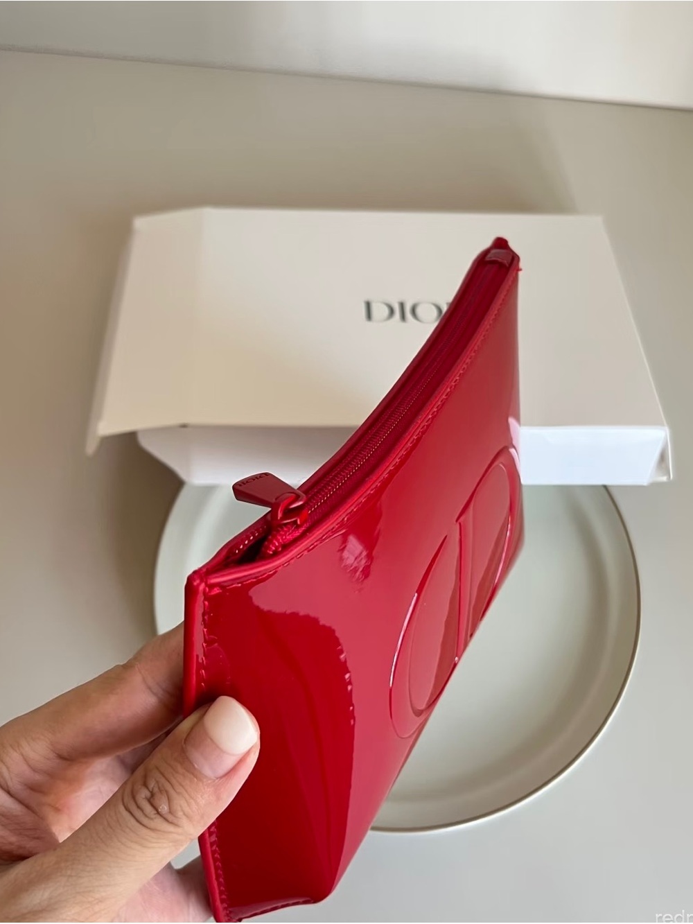 DIOR Red Patent CD Zip Pouch - Picture 5 of 8